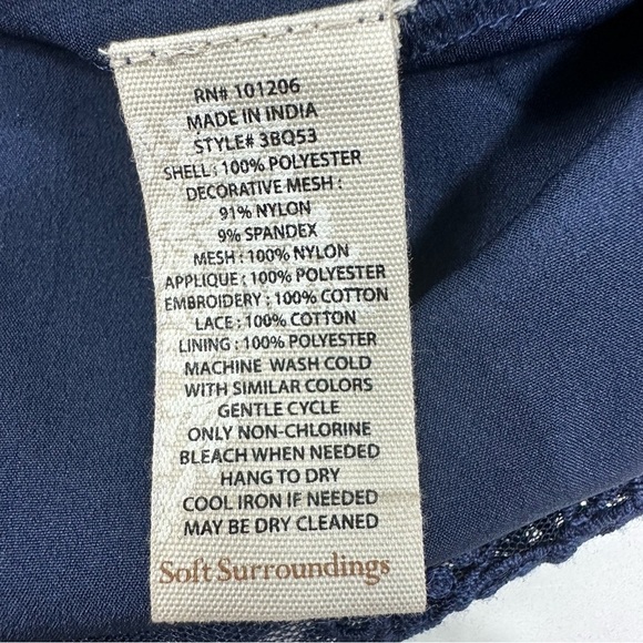 Soft Surrounding Dress Sz SP Navy Blue Suri Lace Embroidered Sleeveless Midi - Picture 11 of 14